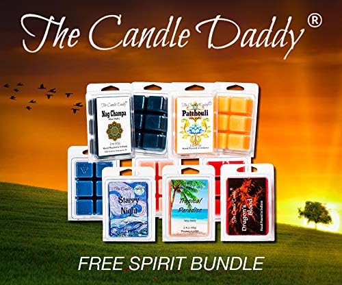 Free Spirit Bundle 5 Scented Wax Melt Cubes - Nag Champa Patchouli Starry Night Tropical Paradise Dragons Blood