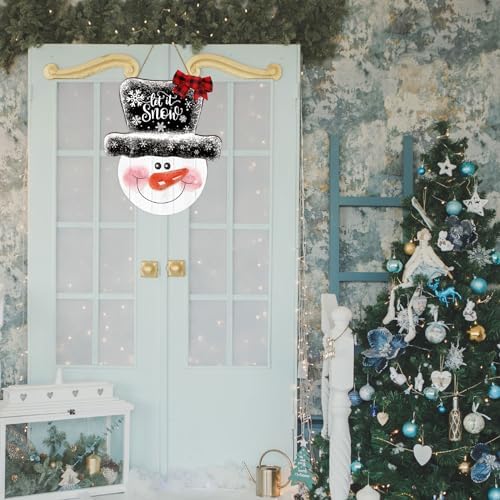 Whaline Christmas Snowman Wooden Door Hanger Sign