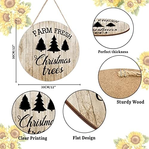 Farmhouse Door Hanger 12x12in Wood Wreath Sign Funny Holiday Decor