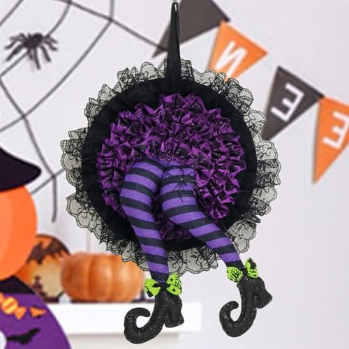 Halloween Witch Leg Wreath Front Door Decor