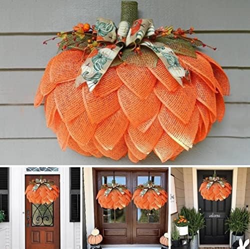 Handcrafted Pumpkin Door Wreath for Fall Halloween