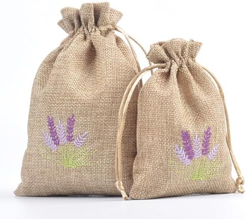 Set of 10 Cotton Linen Lavender Scented Bags for Jewelry Storage