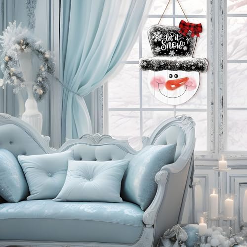 Whaline Christmas Snowman Wooden Door Hanger Sign