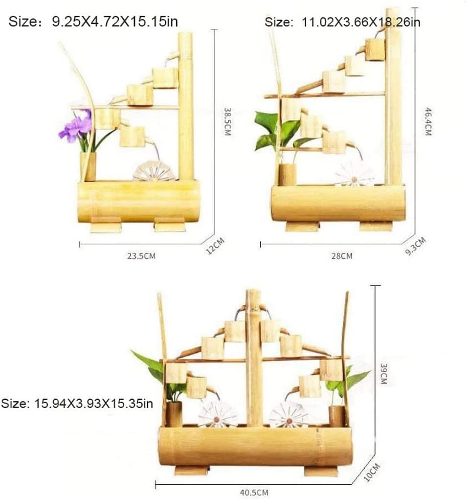 Bamboo Tabletop Fountain with Flowing Water Humidifier Decor