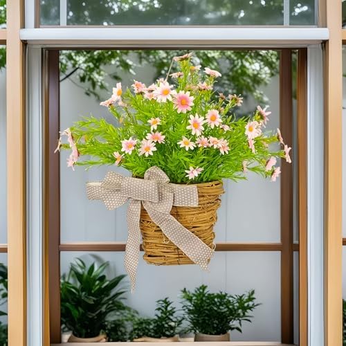 Artificial Flower Wreath Door Hanger Spring Decor