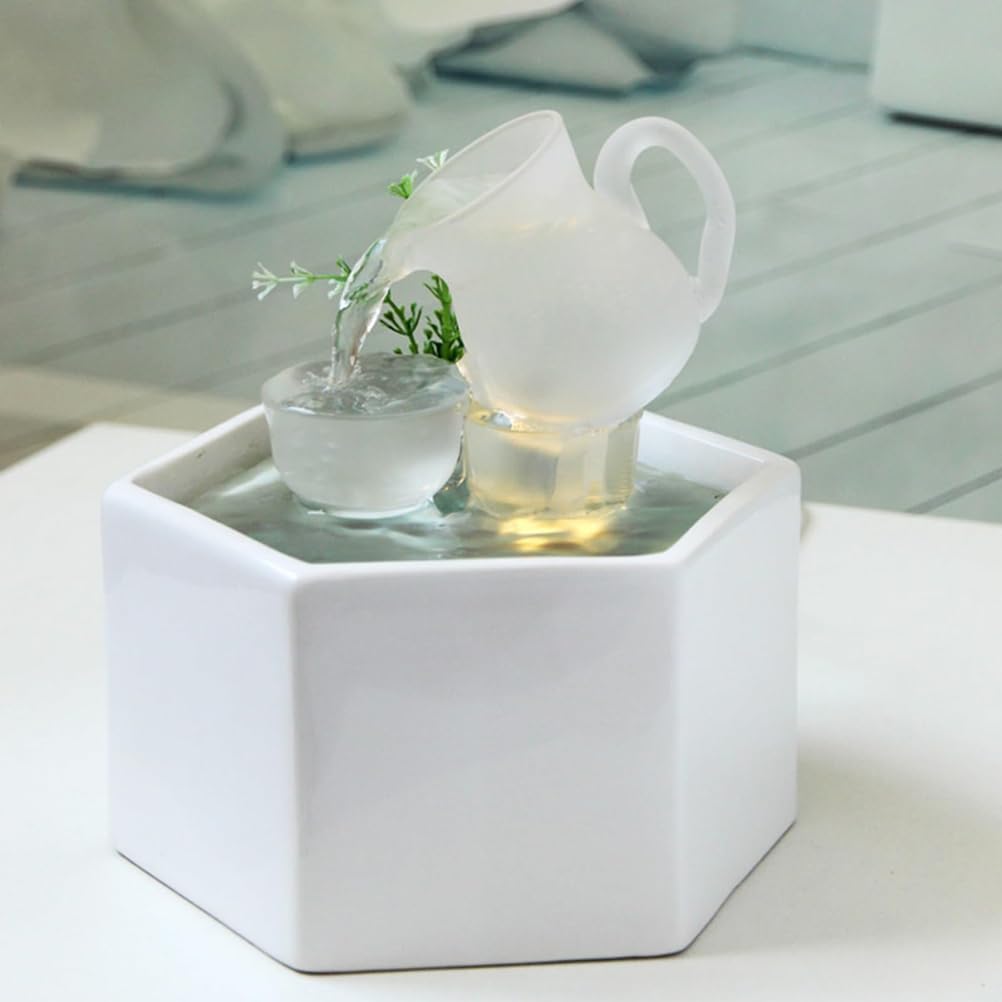 TOERVIOZ Tabletop Waterfall Fountain LED Lights Indoor Zen Decor