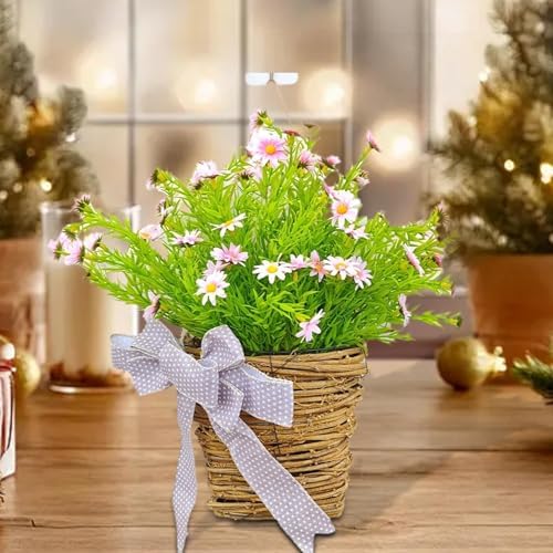 Spring Wreath Door Hanger Basket with Bowknot