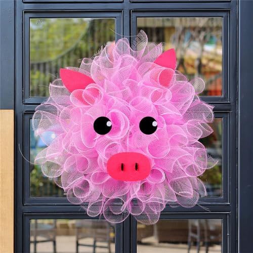 Pink Pig Door Wreath Wall Decor