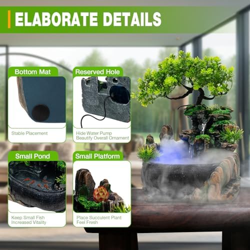Elegant LED Water Fountain with Humidifier and Pump