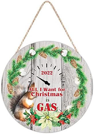 Farmhouse Door Hanger Funny Christmas Wreath Sign 10x10in Wood Decor