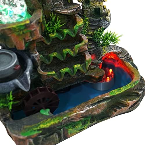 Waterfall Fountain Tabletop Rockery with Atomizer and LED Lights