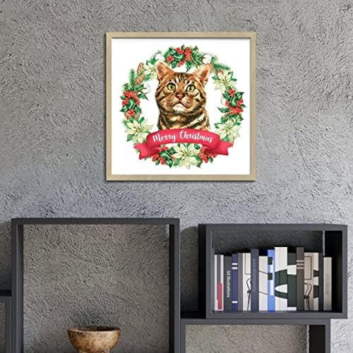 Animal Print Christmas Wreath Wood Framed Sign 12x12in