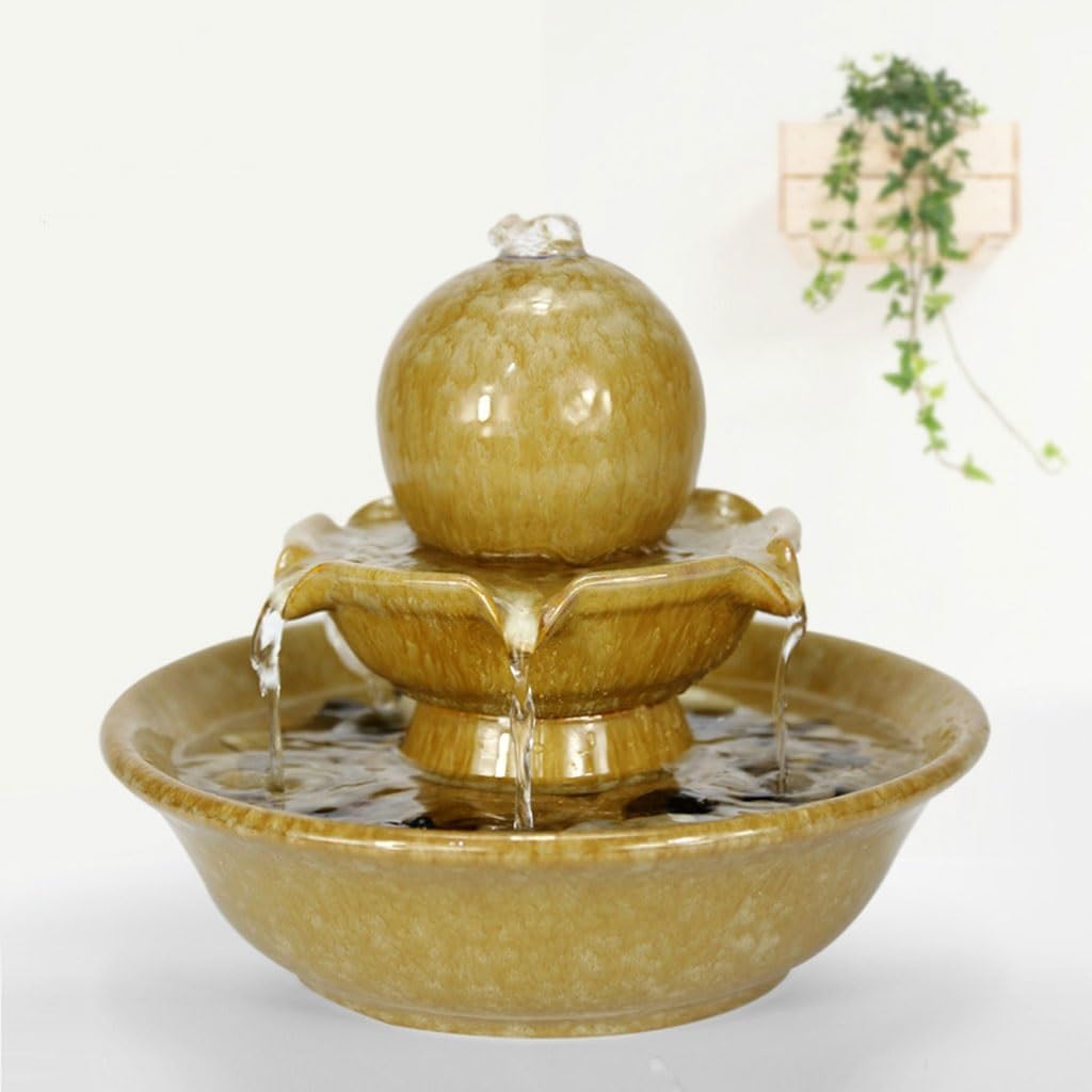 Modern Ceramic Tabletop Fountain for Home Office and Living Room
