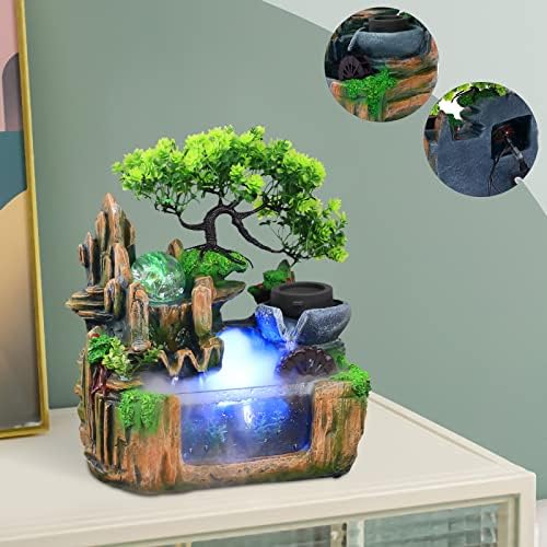 10 Inch Bonsai Tree Water Fountain with LED Light and Atomizer