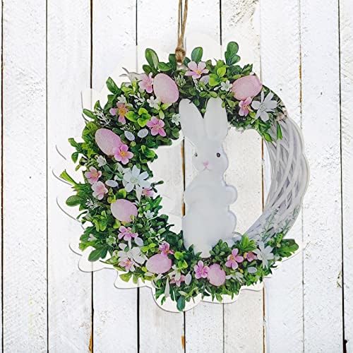 Pink Lily Easter Door Wreath with Bunny Hangers