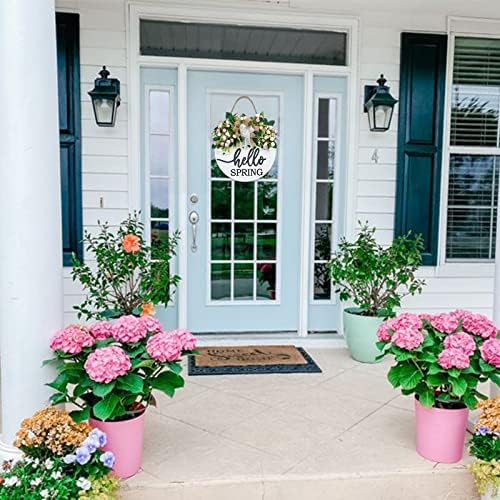 Vofuly 3D Hello Door Wreath - Pink Purple Floral 12 Inch