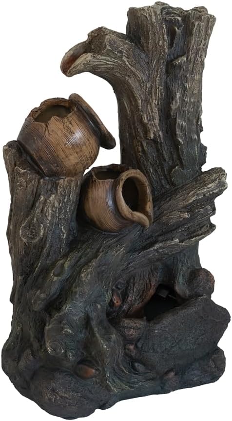 Rustic Broken Pot Water Fountain with LED Light
