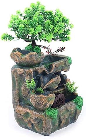 Indoor Water Fountain with LED Light Cascading Feng Shui Waterfall Ornament 118 Inch Desktop Decor