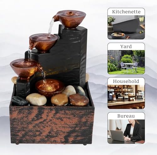 Mini Desktop Fountain with Light and Waterfall Sound