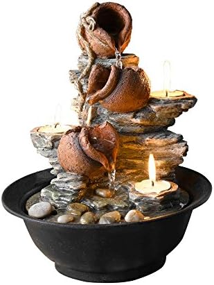 Jeco Mini Pot Tabletop Fountain with Candle