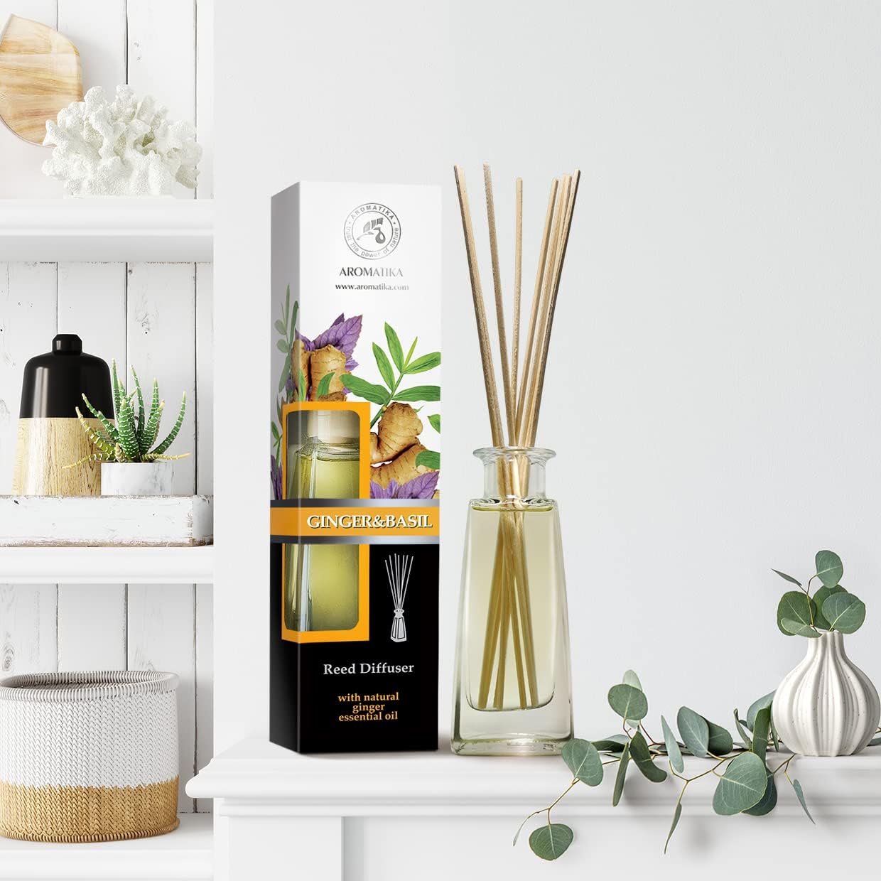 AROMATIKA Reed Diffuser Ginger Basil 34 Fl Oz