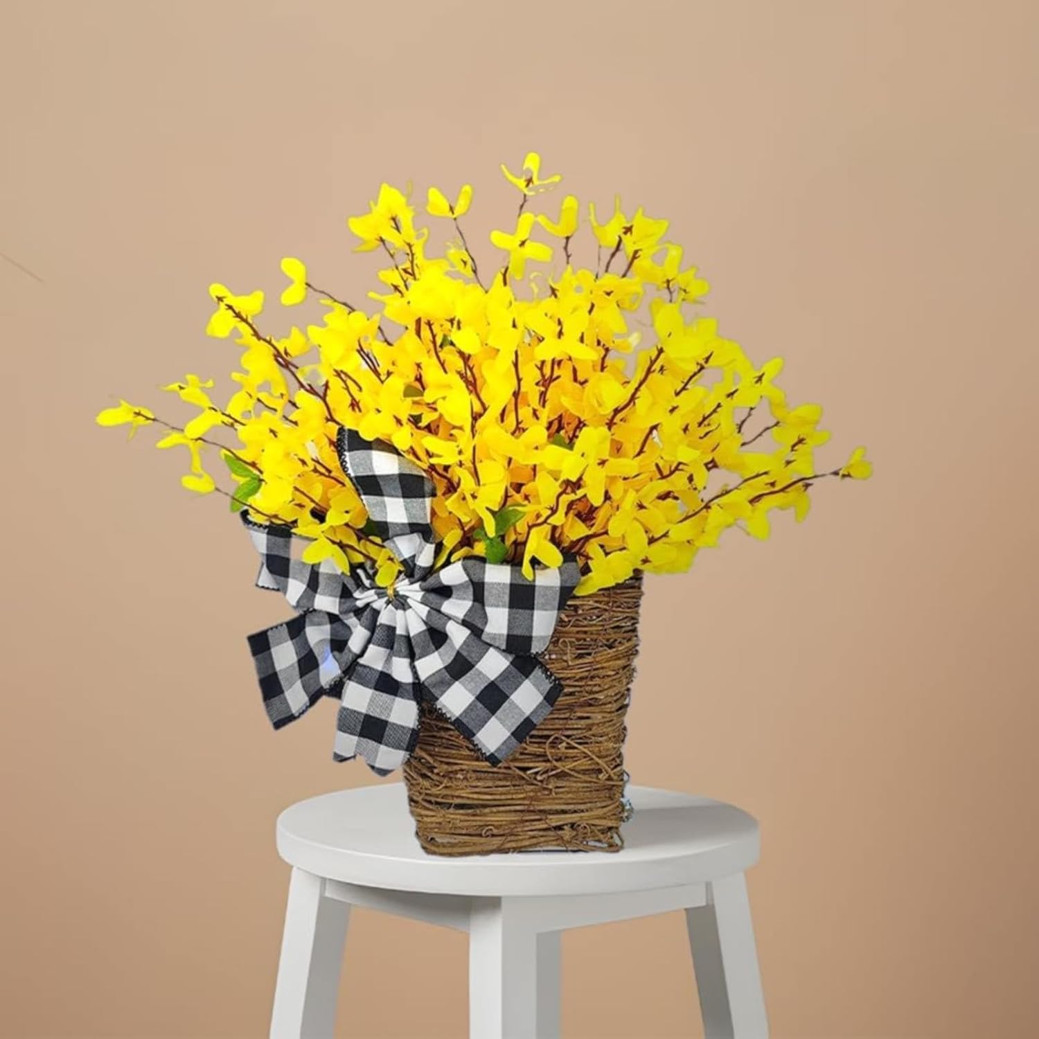 Wildflowers Cream Hydrangea Door Hanging Basket Wreath 17x14 Inch