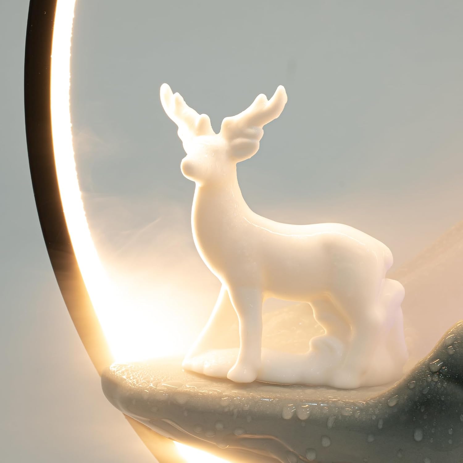MOQNISE Tabletop Fountain with LED Light and Atomizer