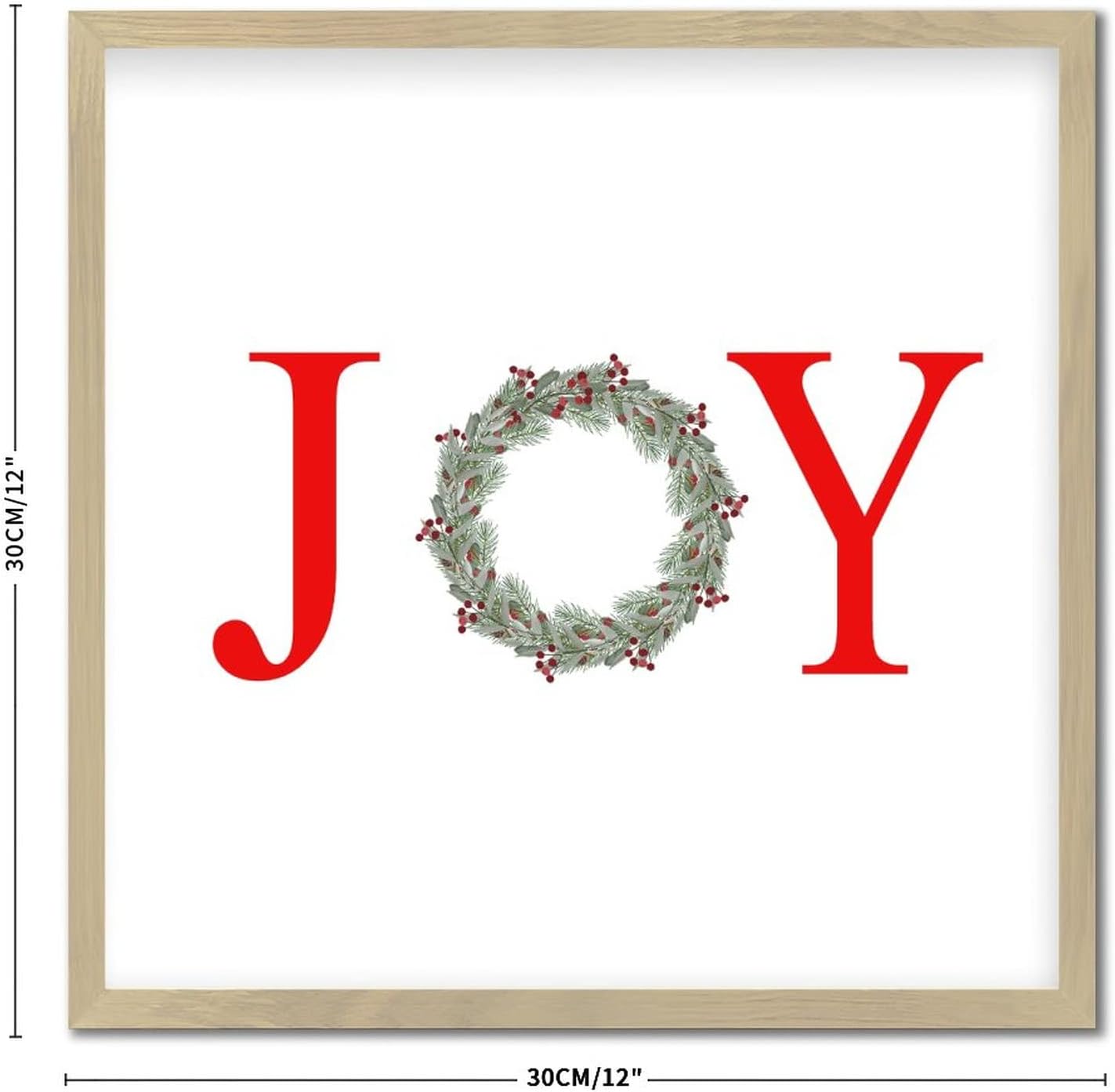 Letter Joy Winter Door Hanger Wreath Wood Framed Sign
