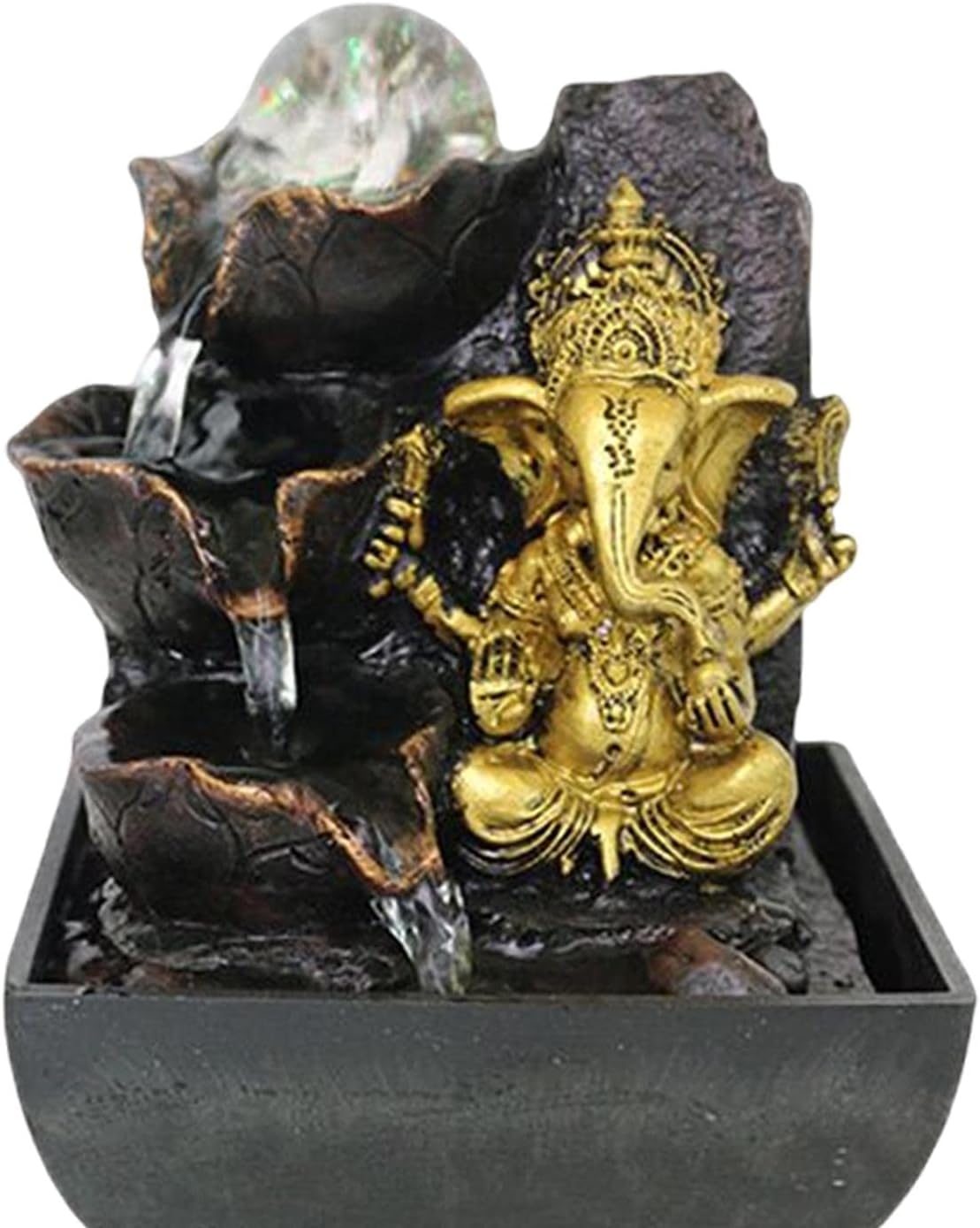 Buddha Ganesha Statue Water Fountain Decor 13x13x18cm