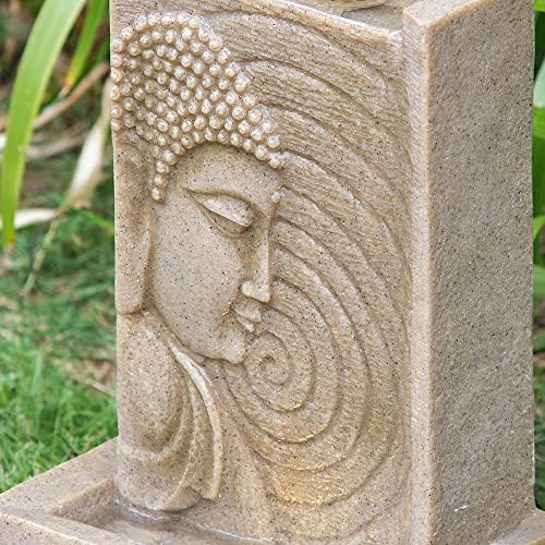 Indoor Buddha Water Fountain with LED Light and Polyresin Design