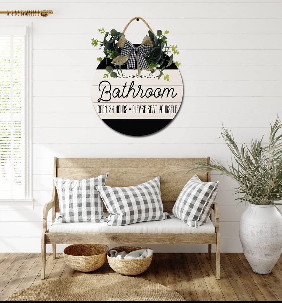 LERJIMUX Funny Bathroom Door Sign Wreath Decoration