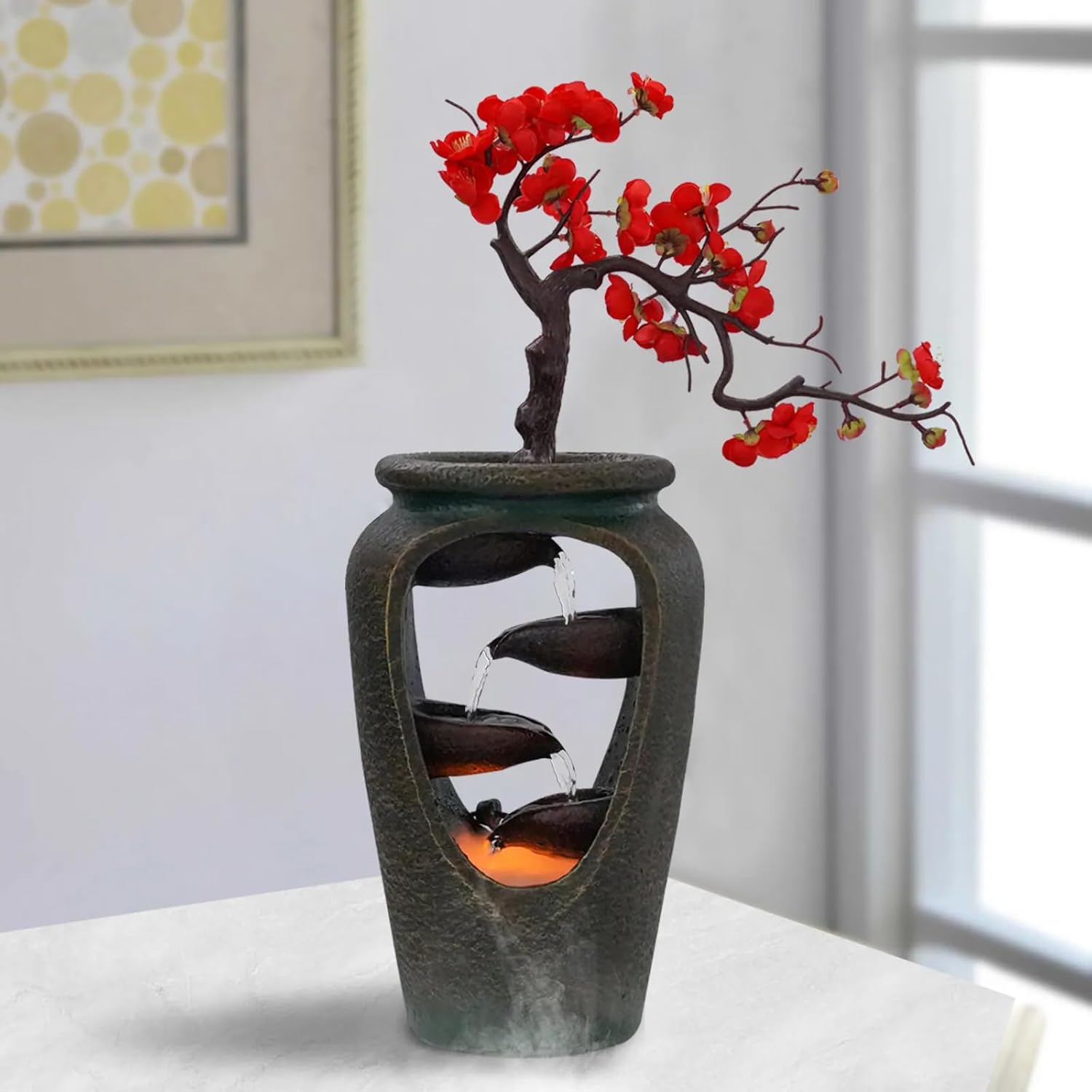 Tabletop Fountain with Atomizer for Home Office Relaxation