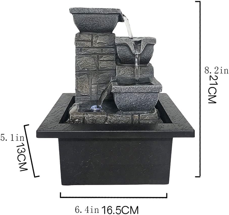 UYVI Tabletop Fountain 4-Tiered Feng Shui Rolling Ball Decor Indoor Office