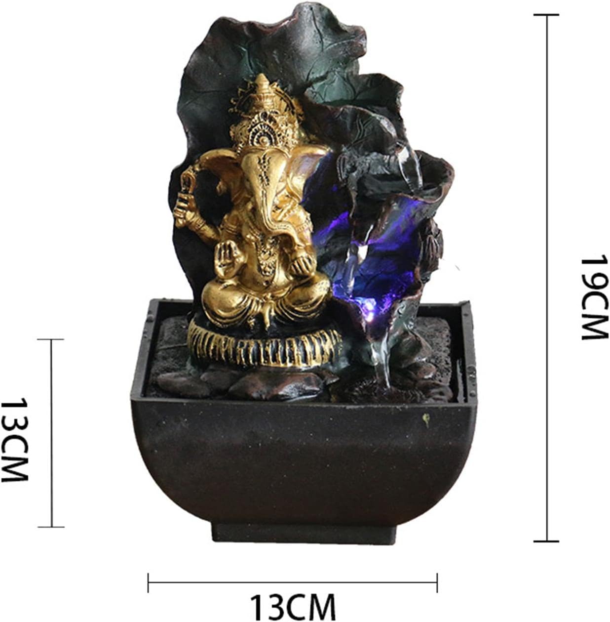 Ganesha Statue Tabletop Fountain Buddha Figurine 13cmx13cmx19cm