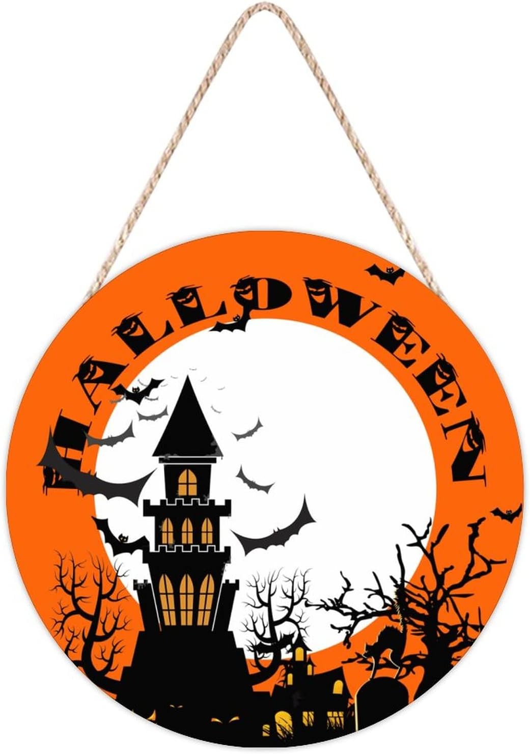 Halloween Door Hanger Wood Sign 12x12in