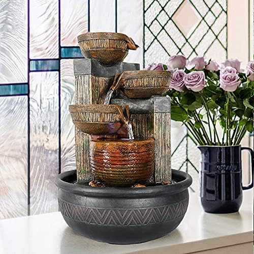 Relaxation Tabletop Fountain with LED Lights - Brown 157 Inch