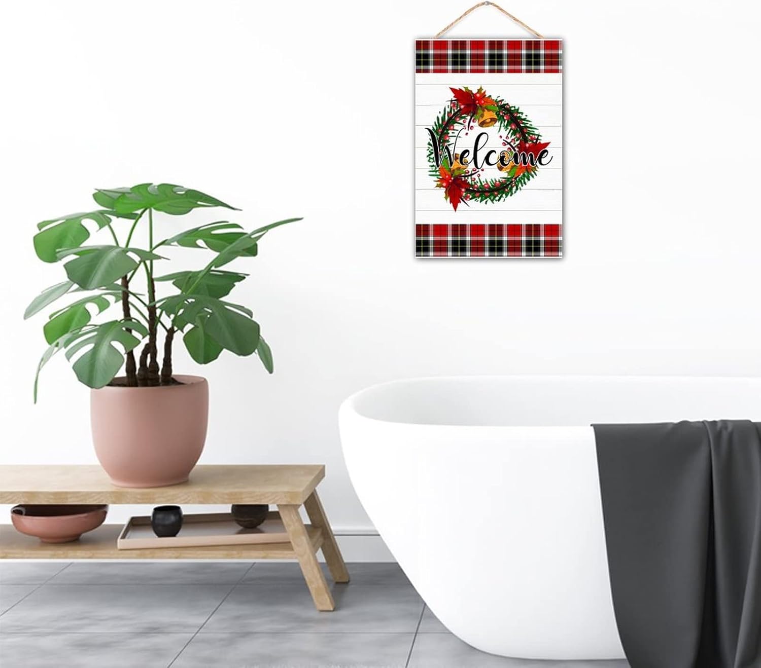 Winter Door Hanger Wreath Front Door Sign Farmhouse Porch Decor