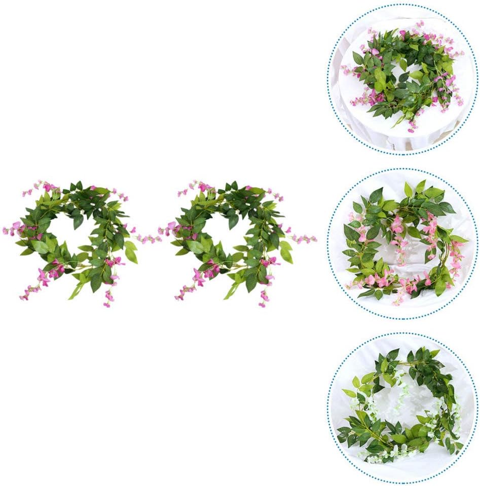2pcs Artificial Wisteria Flower Wreath Front Door Decor