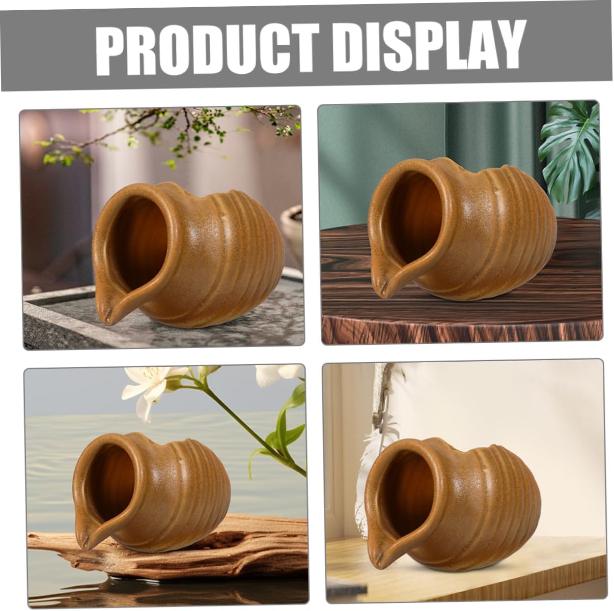 Classic Yellow Tabletop Fountain Ceramic Water Jar Indoor Zen Decor