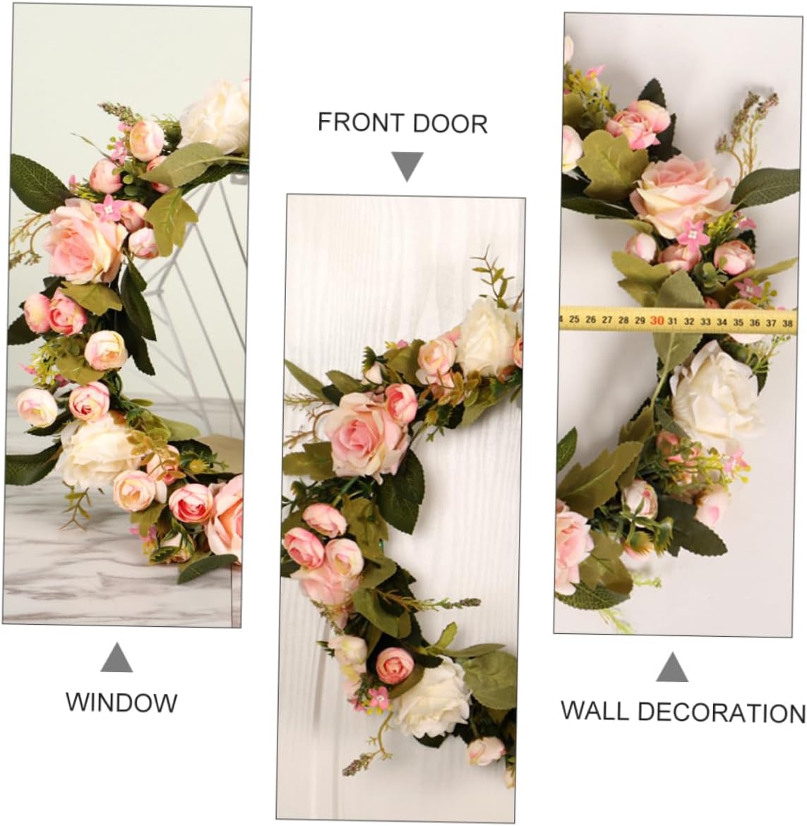 ERINGOGO Pink Rose Wreath Hanger Front Door Decor