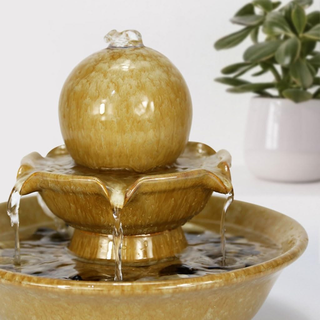 Modern Ceramic Tabletop Fountain for Home Office and Living Room