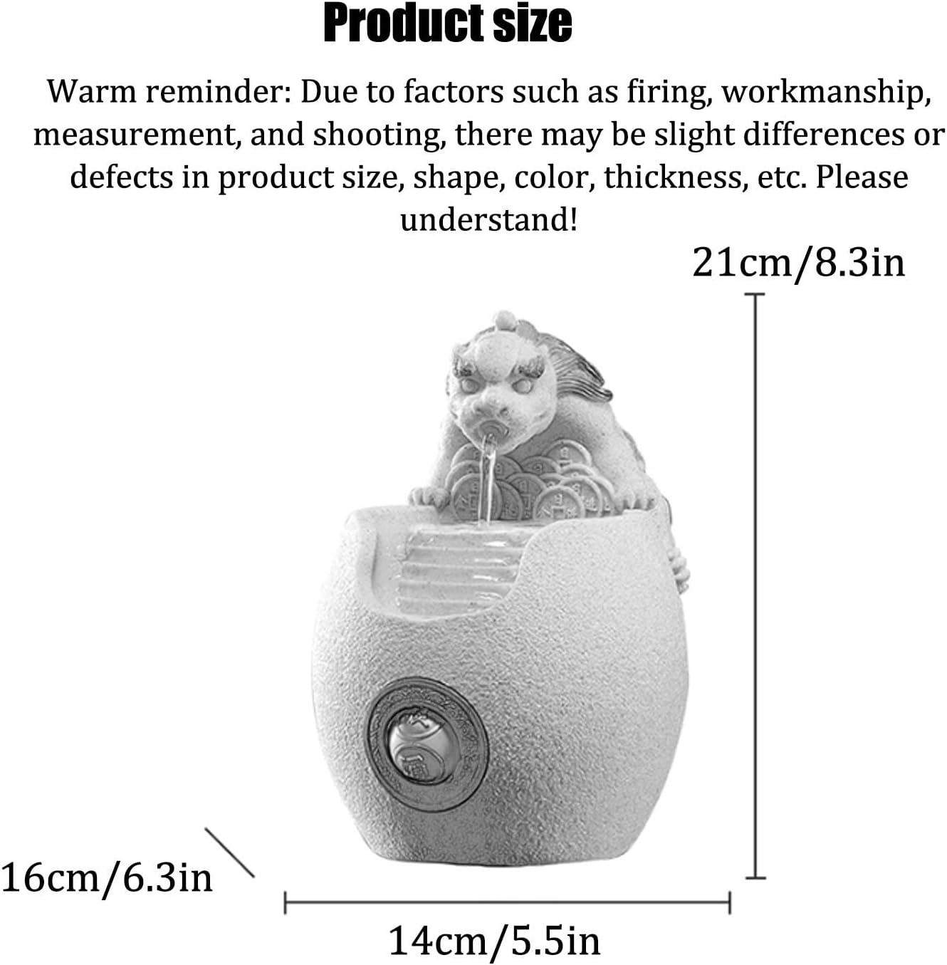 Ceramic Desktop Mini Waterfall Ornament Eco-Friendly Water Fountain for Home and Office