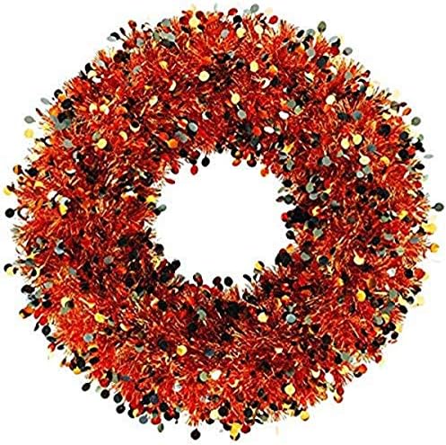 Amscan 242384 Orange Black Halloween Tinsel Wreath