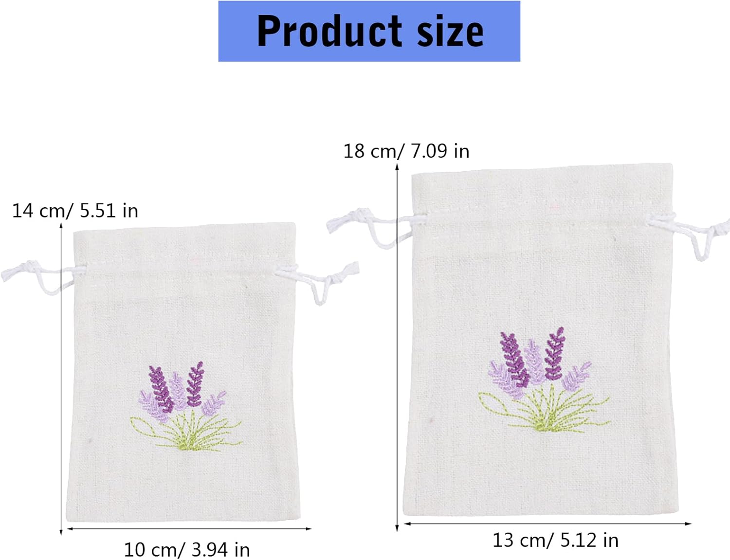 Set of 10 Cotton Linen Scented Drawstring Bags for Jewelry Storage