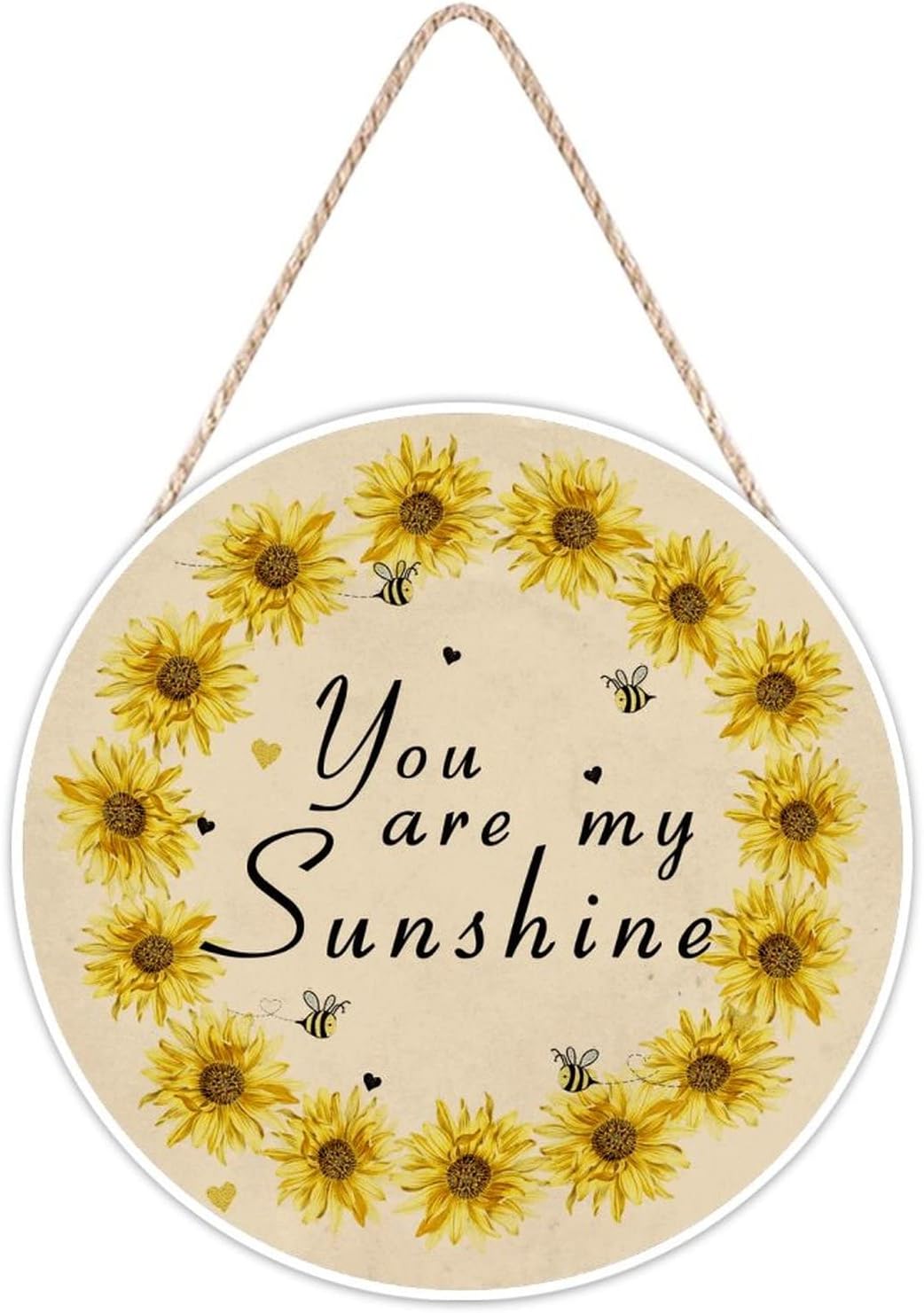 Farmhouse Front Door Hanger Vintage Sunflower You Are My Sunshine Bee Wood Sign