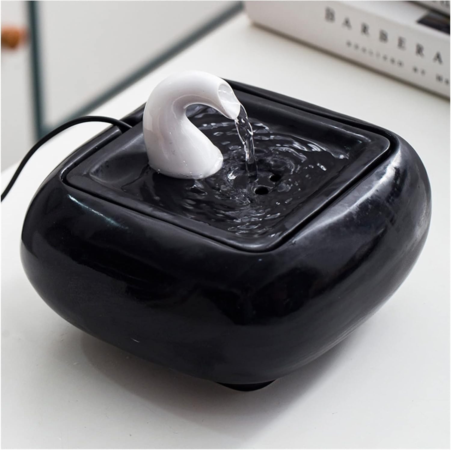 White Ceramic Waterfall Fountain Mini Desktop Humidifier
