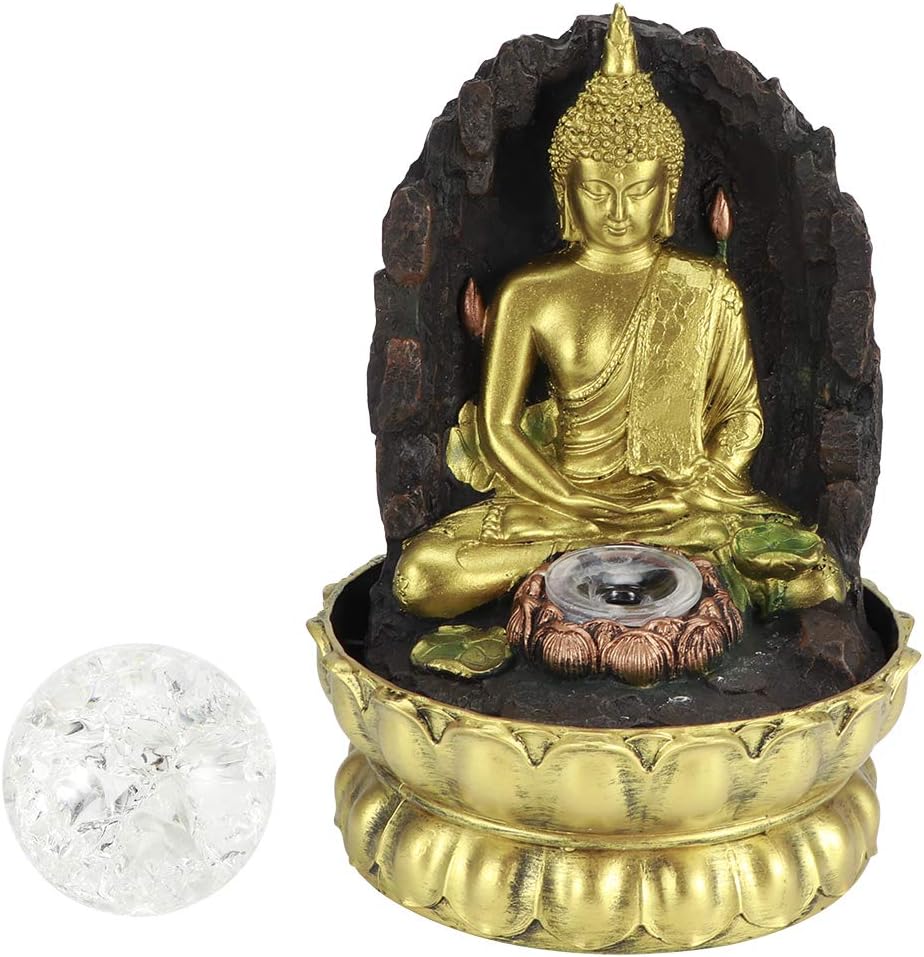 Mini Tabletop Fountain with LED Light and Water Sound
