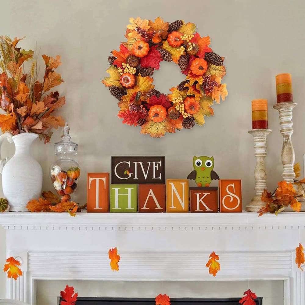 Autumn Wreath with Maple Leaves and Berries