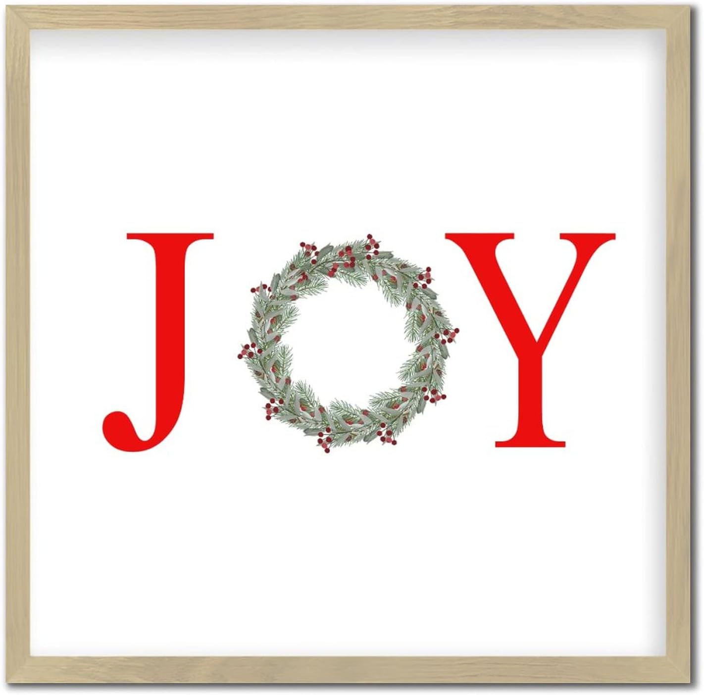 Letter Joy Winter Door Hanger Wreath Wood Framed Sign