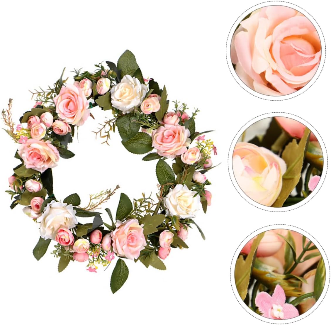 PRETYZOOM Artificial Rose Wreath Door Decor